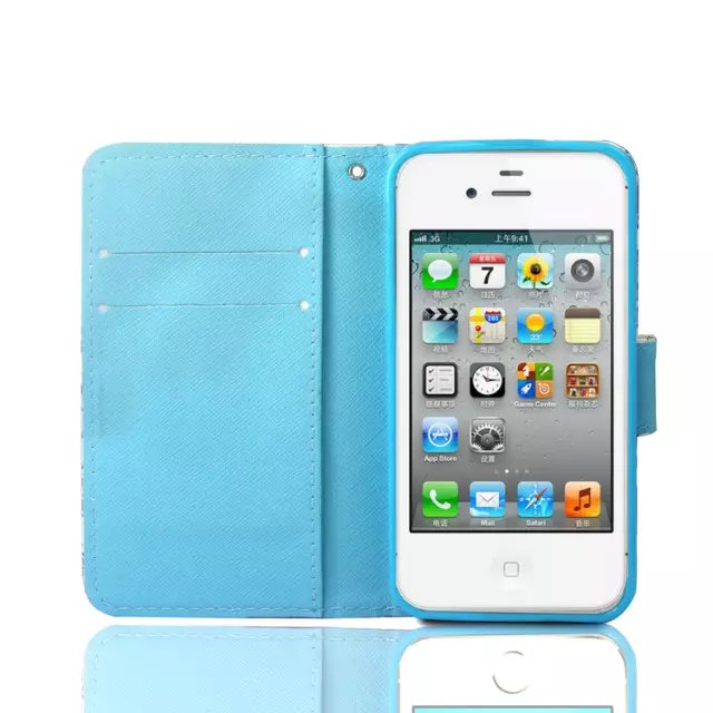 iPhone 4 4s case wallet leather case printed