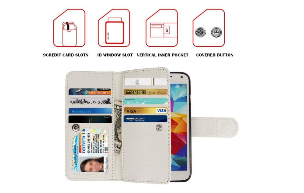 Galaxy S5 Mini detachable wallet leather case