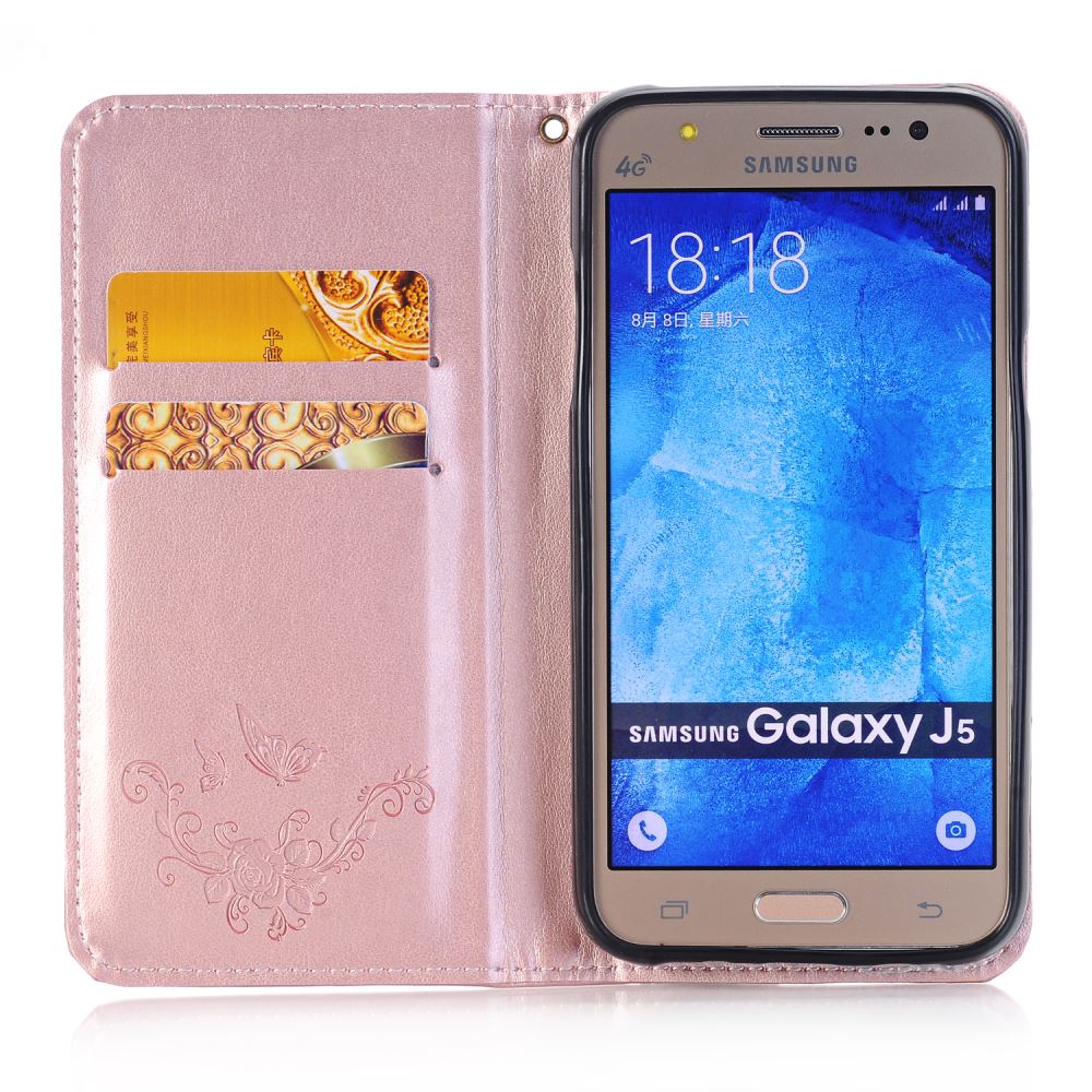 Galaxy J5 Premium Leather Embossing wallet Folio case