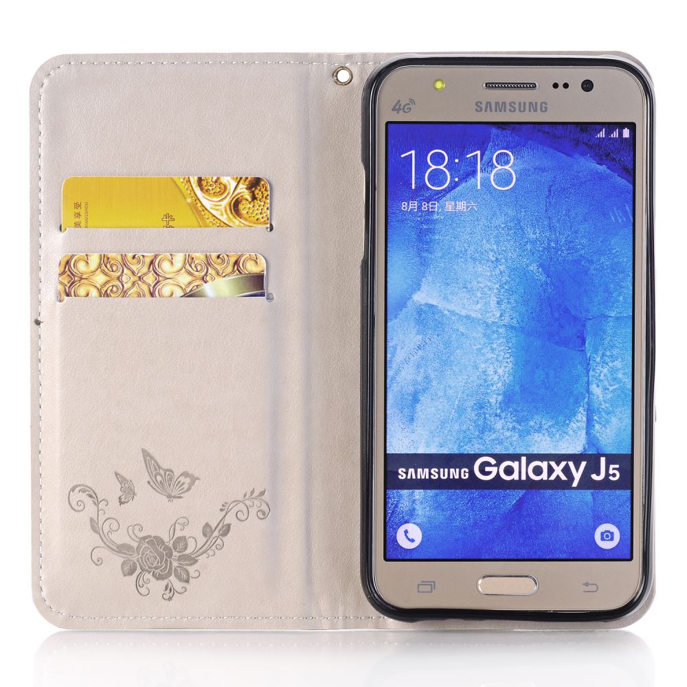 Galaxy J5 Premium Leather Embossing wallet Folio case