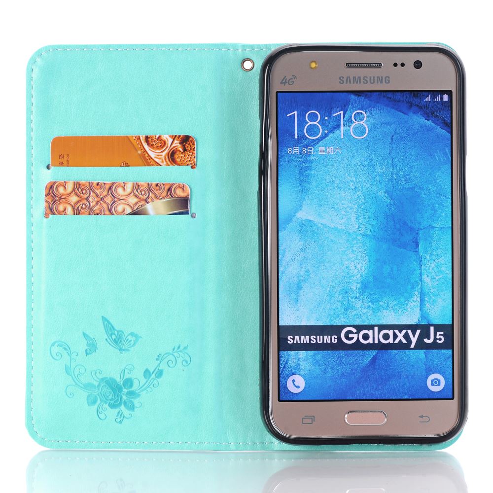 Galaxy J5 Premium Leather Embossing wallet Folio case