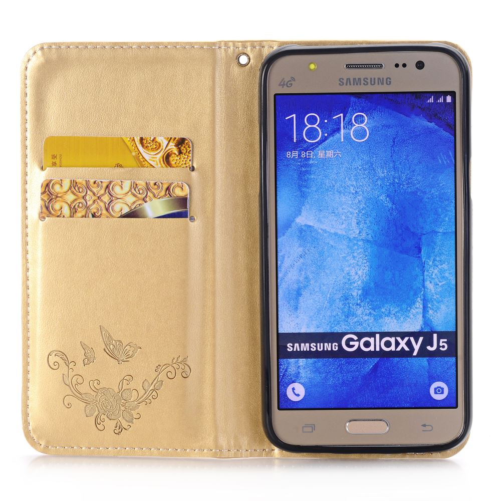 Galaxy J5 Premium Leather Embossing wallet Folio case