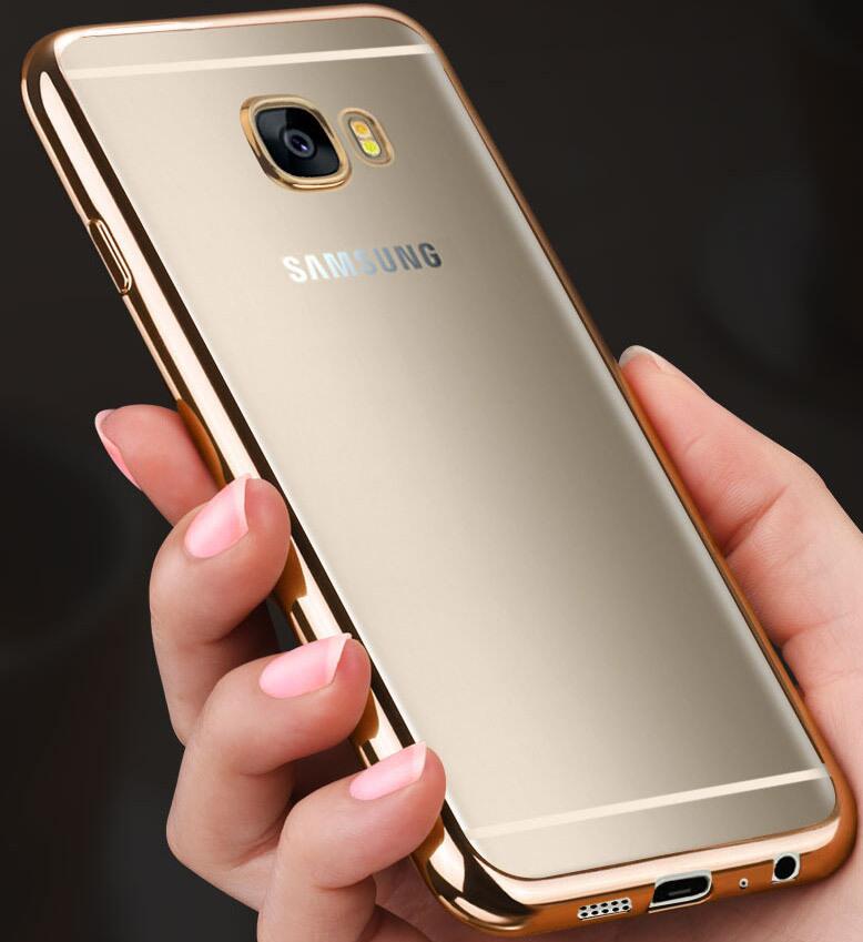 Galaxy J7 Prime case plating bumper with clear gel back cover case