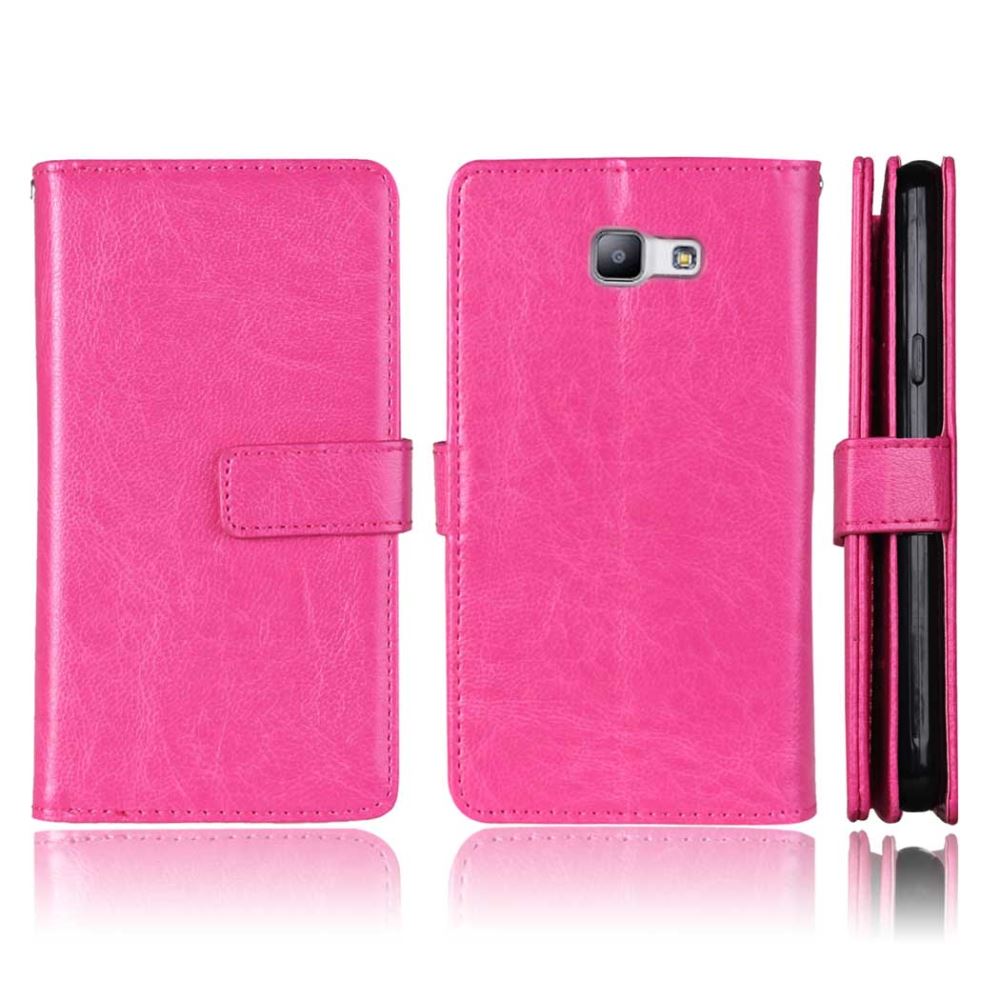 Galaxy A5 2016 Double Wallet Leather Case - Hot Pink