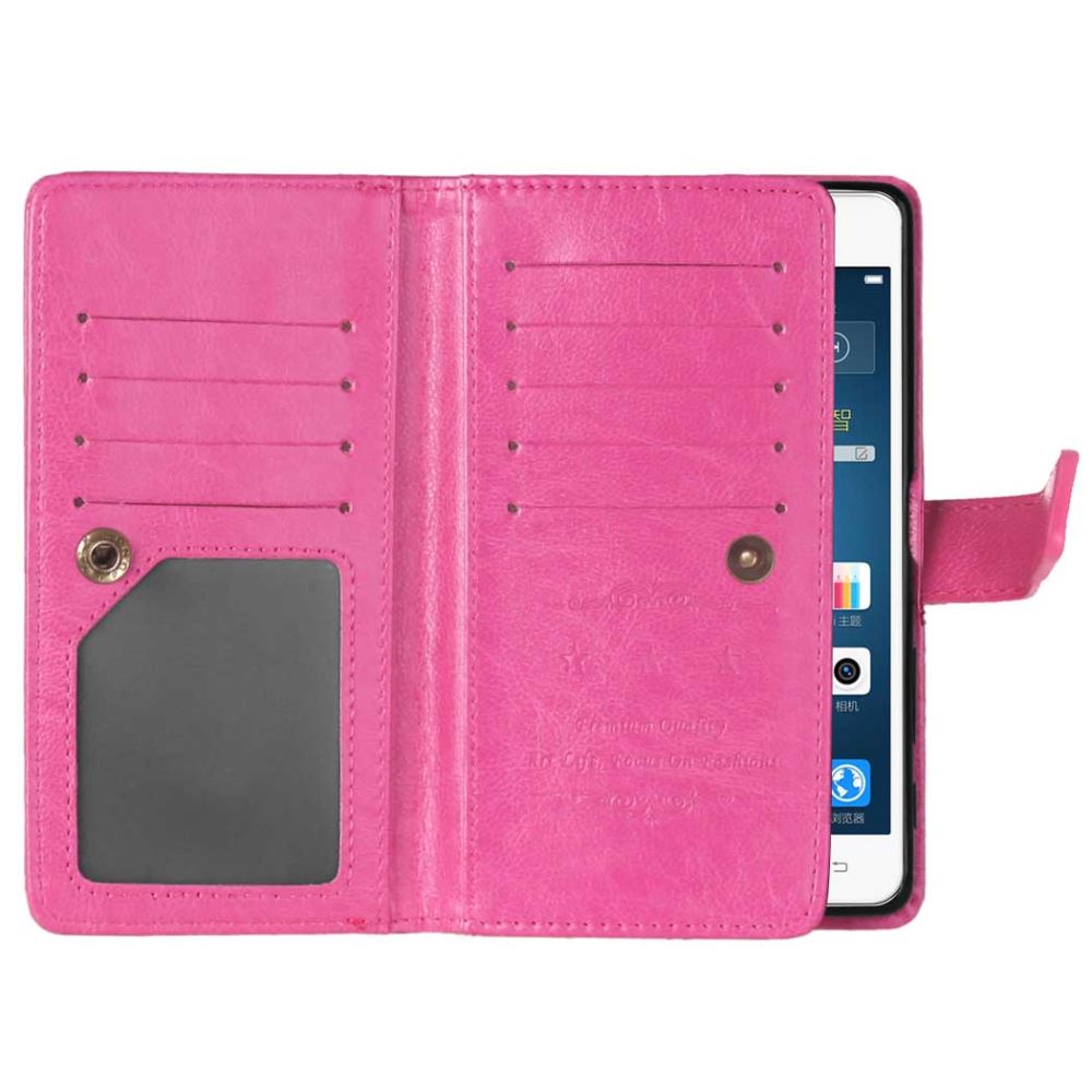 Galaxy A5 2016 Double Wallet Leather Case - Hot Pink