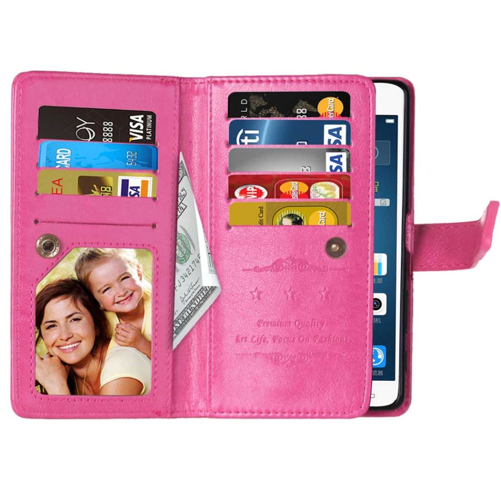 Galaxy A5 2016 Double Wallet Leather Case - Hot Pink