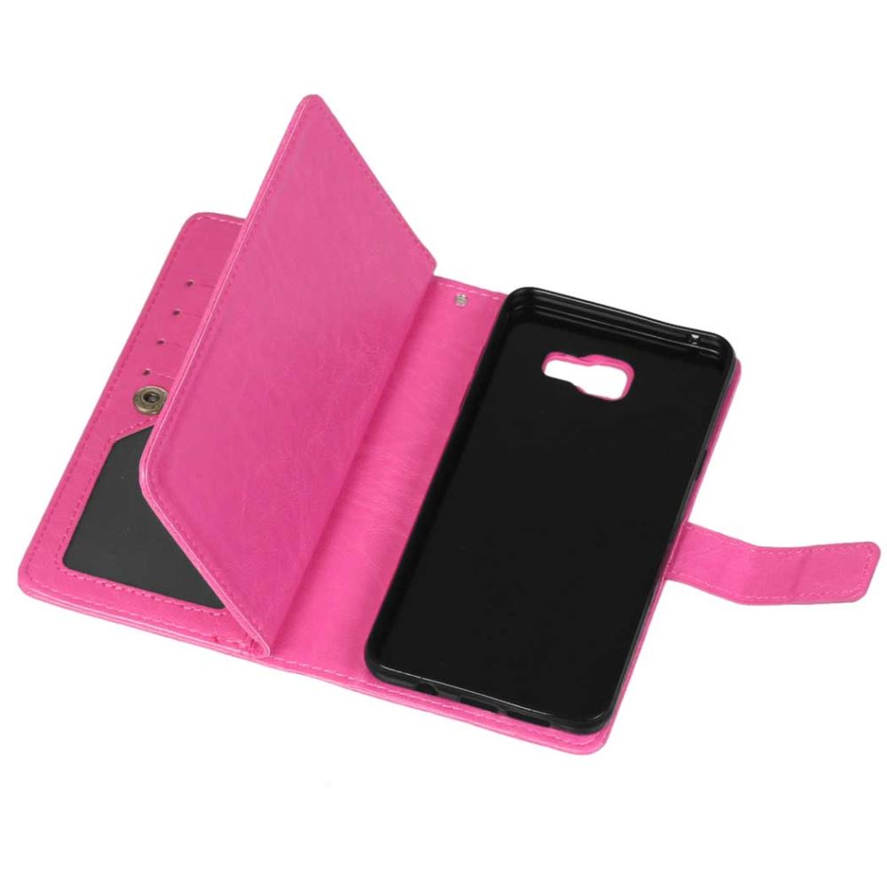 Galaxy A5 2016 Double Wallet Leather Case - Hot Pink