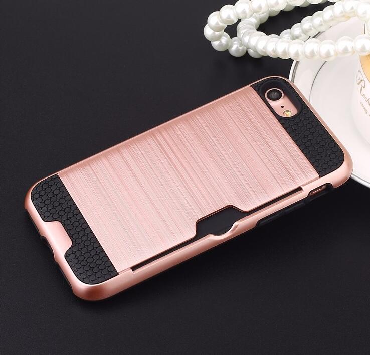 iphone 5 5s se impact proof hybrid case card clip Brushed Metal Texture