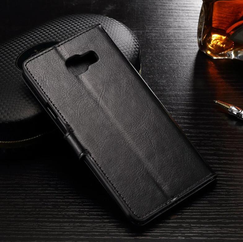 Galaxy J5 Prime Vintage Fine Leather Wallet Case - Black