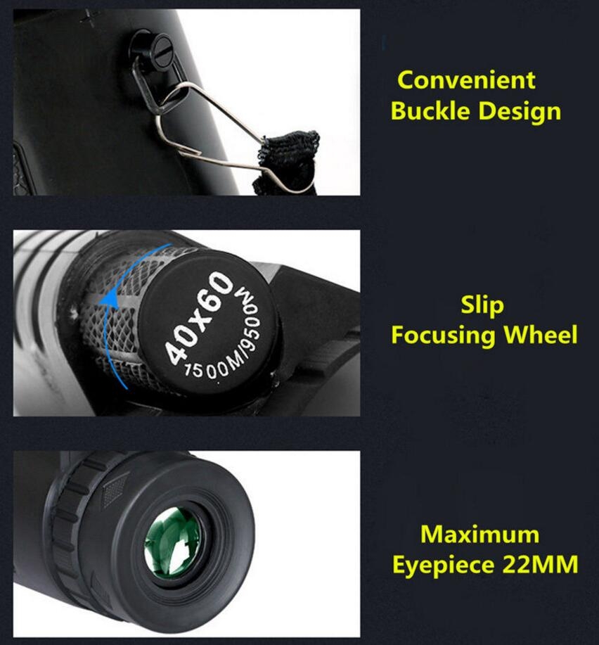 Monocular Telescope Travel HD Dual Focus Optical Prism 40X60 3st