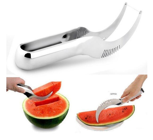 Watermelon Slicer Server Knife Cutter Corer Scoop Stainless Steel Tool