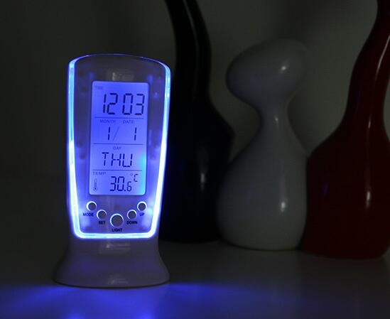 LED Digital Alarm Clock with Blue Backlight Electronic Calendar Thermometer