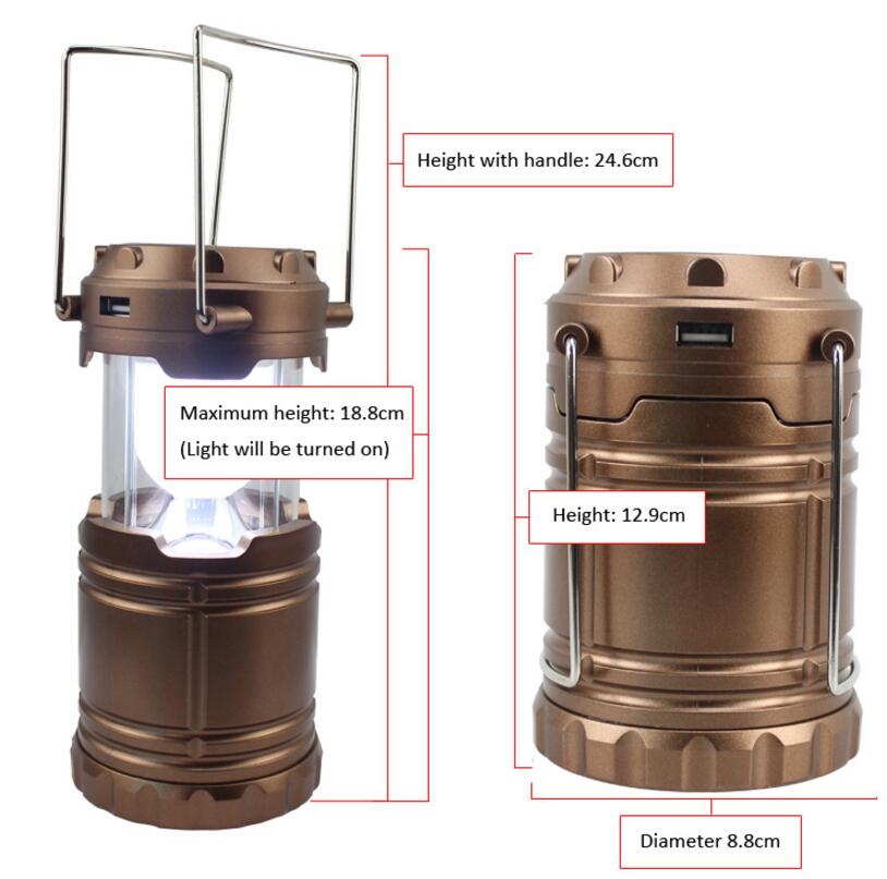 LED USB Solar Rechargeable Lantern Outdoor Camping Hiking Lamp Light