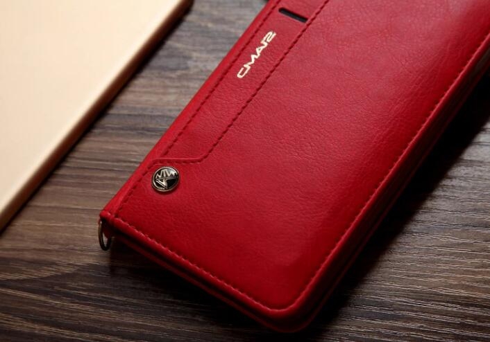 Lg G6 Case Slim Leather Wallet Case 6 Cards 2 Id Magnet - Red