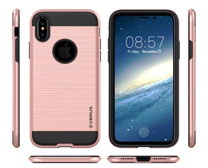 Iphone X case impact proof hybrid case brushed met