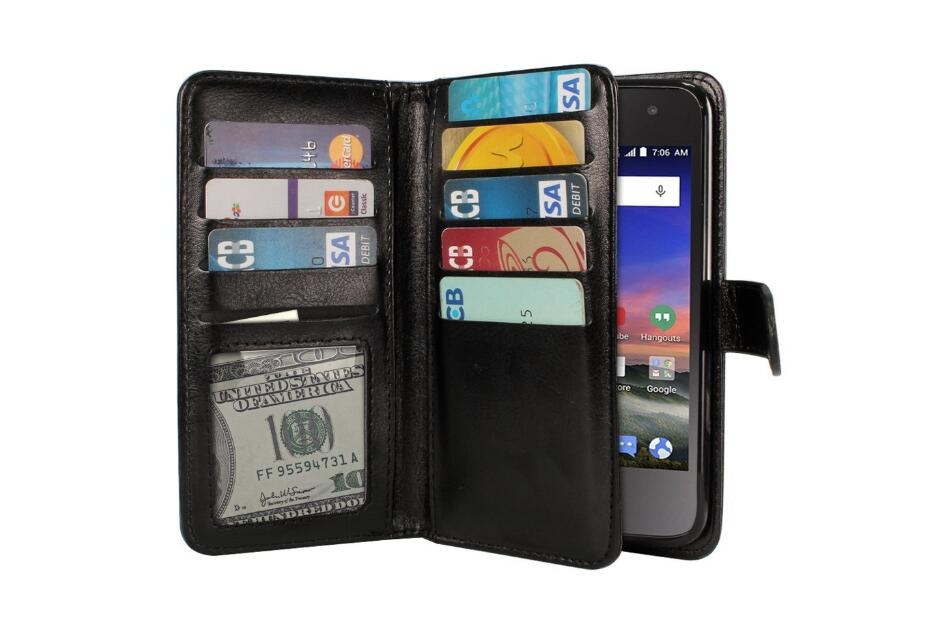 Meizu M5s Case Double Wallet Leather Case 9 Card Slots - Black