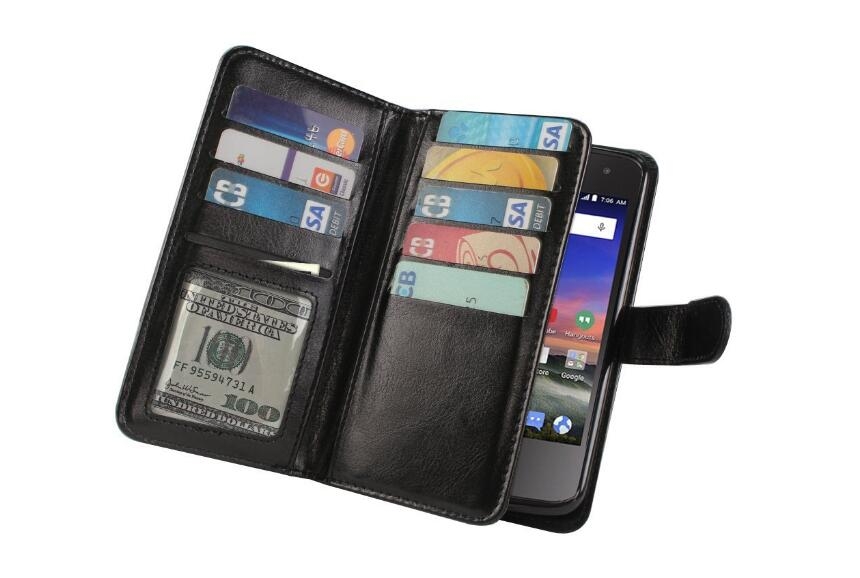 Meizu M5s Case Double Wallet Leather Case 9 Card Slots - Black