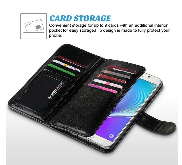 Oppo R11 Case Double Wallet Leather Case 9 Card Slots - Black