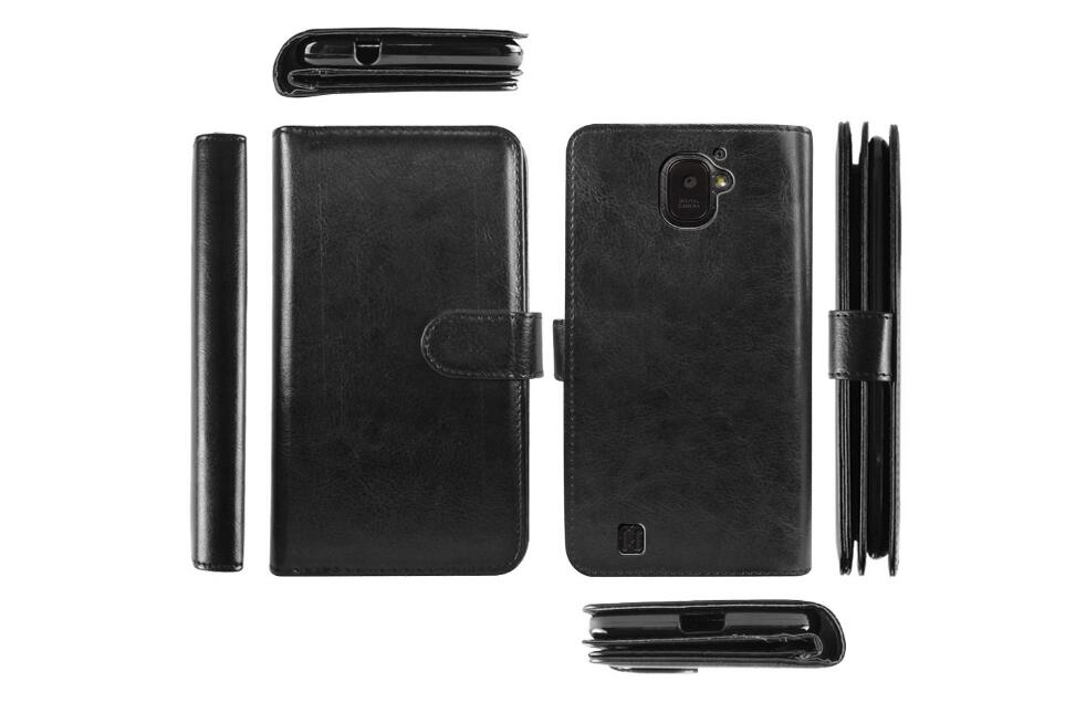 Oppo R11 Case Double Wallet Leather Case 9 Card Slots - Black