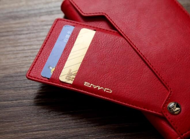 Huawei Nova 2i Case Slim Leather Wallet Case 6 Cards 2 Id Magnet - Red