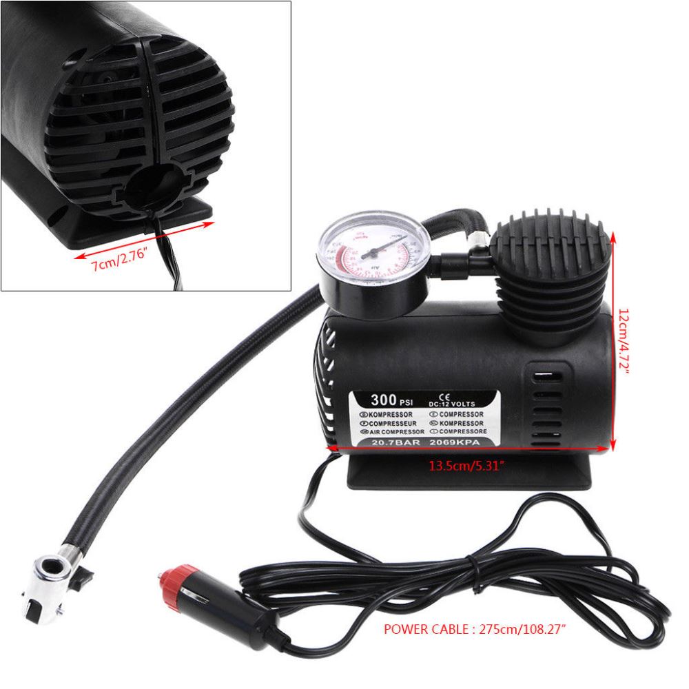 300PSI 12V Electric Air Pump Air Compressor