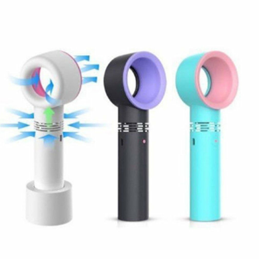 Portable Bladeless Hand Held Cooler Mini USB Cable No Leaf Handy Fan