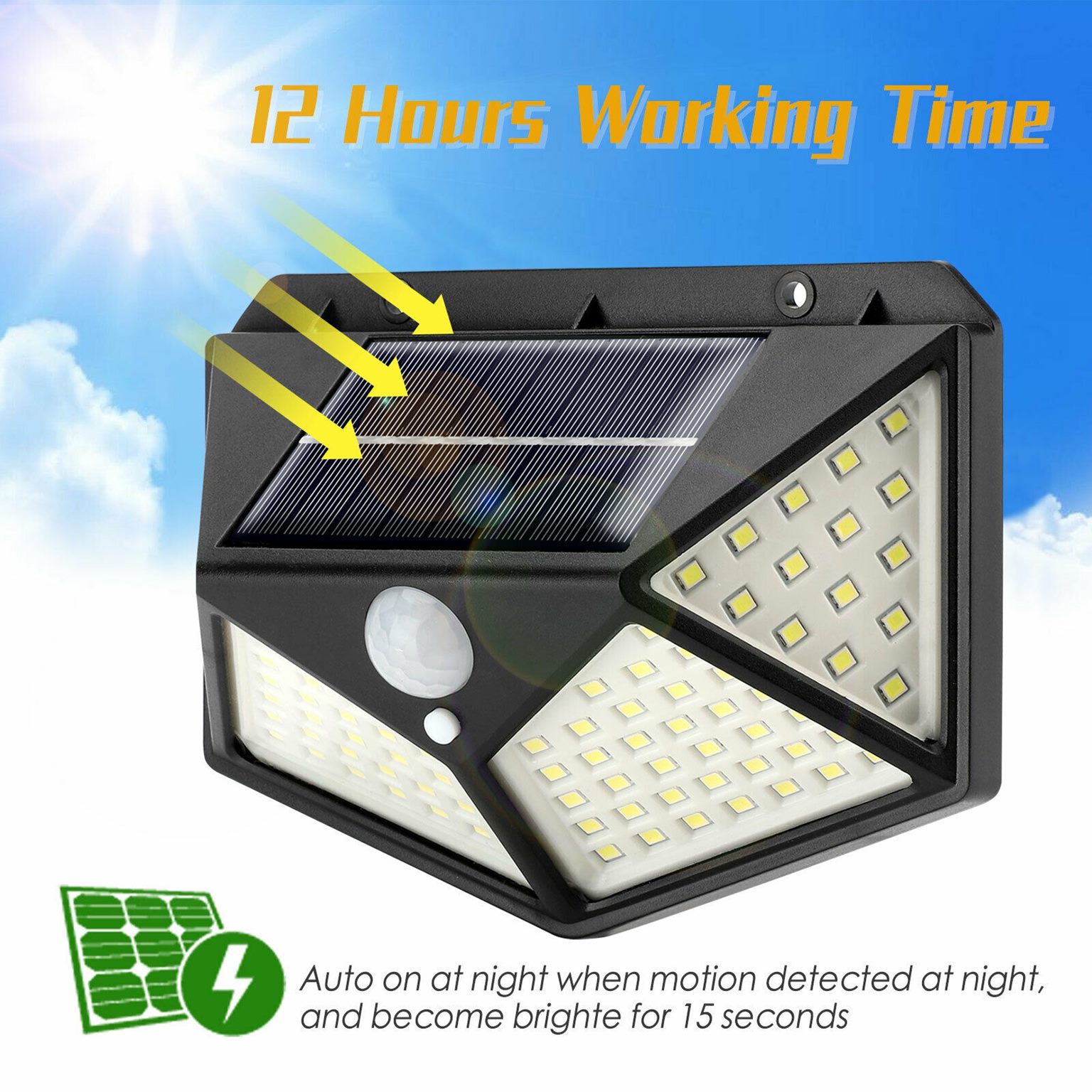 Solar PIR Motion Sensor Wall Light Outdoor Garden