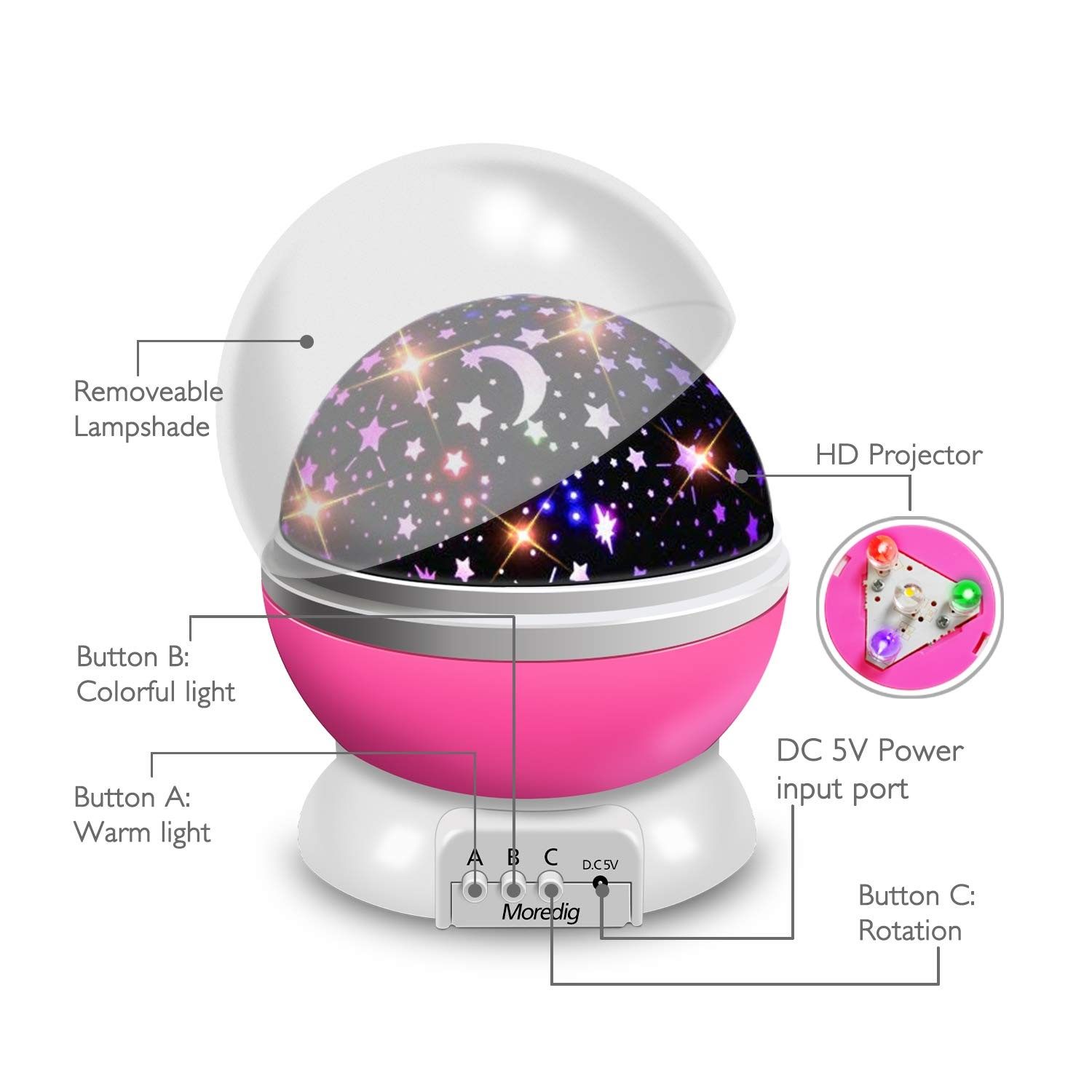 Star Night Light Projector Kids Night Light 360 Degree Rotation