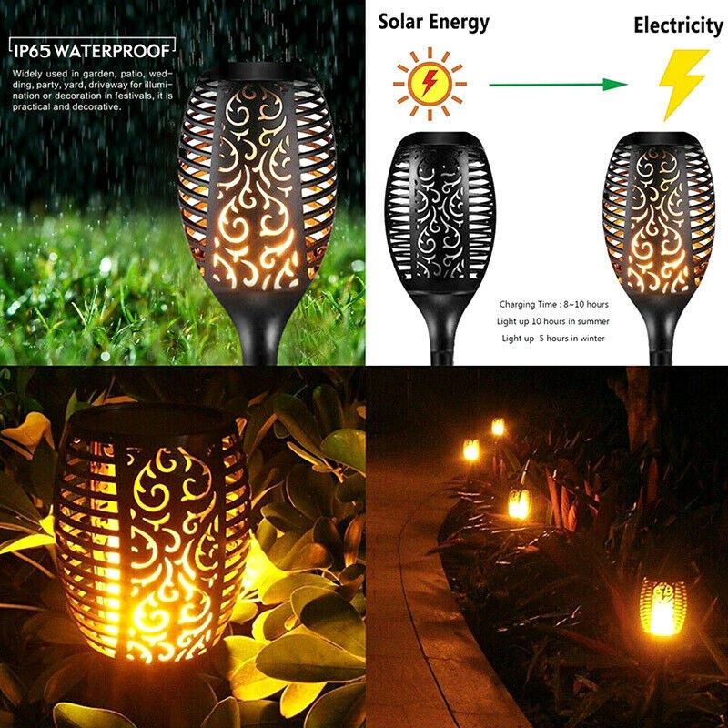 Solar Lights 2Pcs LED Flame Light Torch