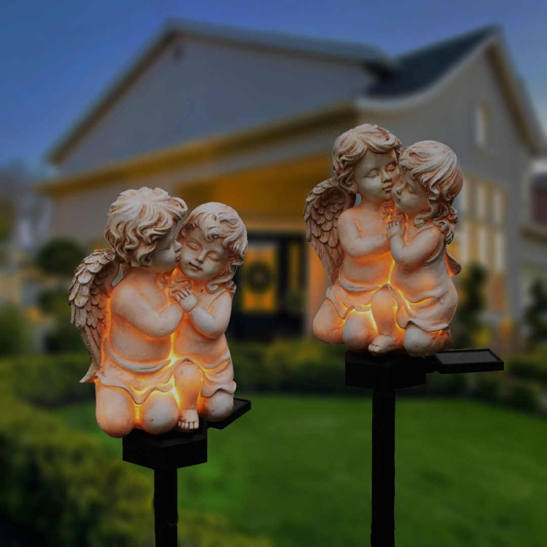 Cuddle Sleeping Angels Cherubs Garden Gnome Statue ornaments With Solar lights