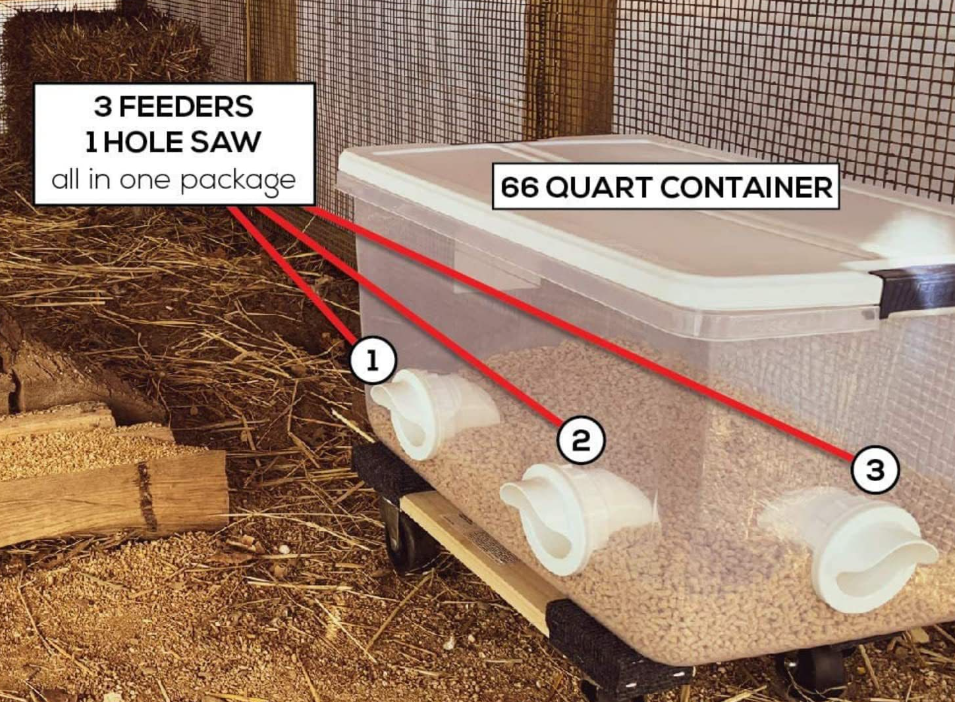 Chicken Feeder Automatic Poultry Feeder with Rat Stopper Caps 6 Ports